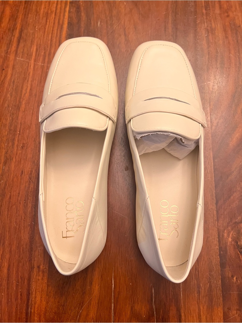 Franco Sarto Soft Cream Leather Penny Loafers